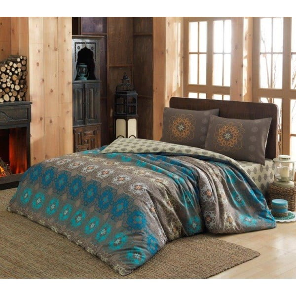 Pamučna posteljina s bračnim krevetom i 2 jastučnice Ametist, 200 x 220 cm