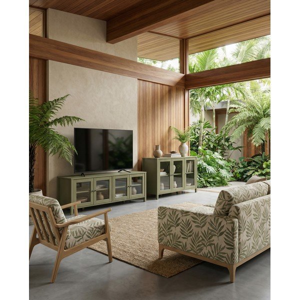 Zelena vitrina od masivnog bora 142x80x40 cm Alessandra – Marckeric-image-1