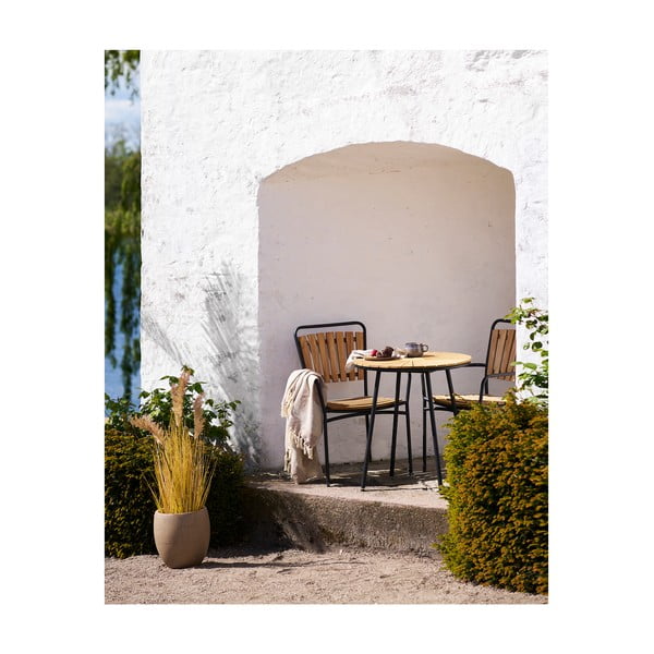 Vrtne stolice u setu 2 kom od masivnog drveta/metalne u prirodnoj boji Cleveland – House Nordic-image-2