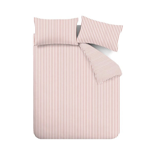 Ružičasta flanelska posteljina za bračni krevet 200x200 cm Stripe – Catherine Lansfield