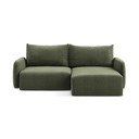 Zelena sklopiva/s prostorom za odlaganje kutna garnitura (s desnim kutom) Kalena – Makamii