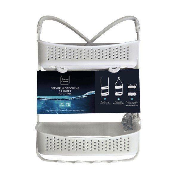 Mat bijela plastična viseća kupaonska polica Vesper – douceur d'intérieur-image-4