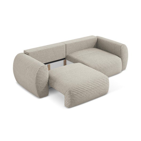 Svjetlo smeđa sklopiva/s prostorom za pohranu sofa od samta 266 cm Kini – Makamii-image-3