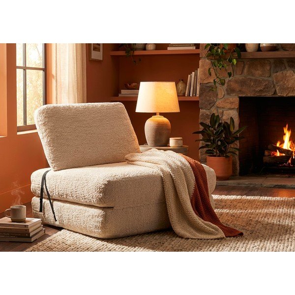 Bijela fotelja na rasklapanje od bouclé tkanine Faster – Mauro Ferretti-image-1