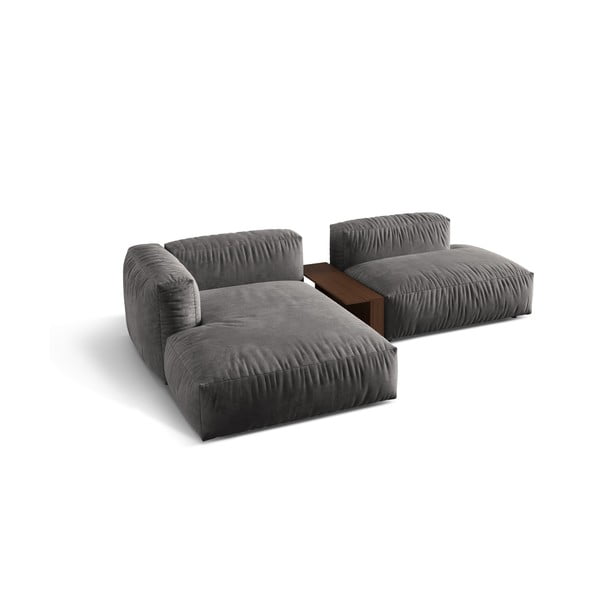 Siva baršunasti kutna garnitura (s lijevim kutom/s ležaljkom) Martina – Micadoni -image-2