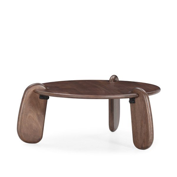 Tamno smeđi okrugao stolić za kavu od masivnog manga ø 80 cm Tamira – MOME-image-3