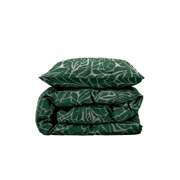 Zelena posteljina za krevet za jednu osobu/za produženi krevet od damasta 140x220 cm Abstract leaves – Södahl
