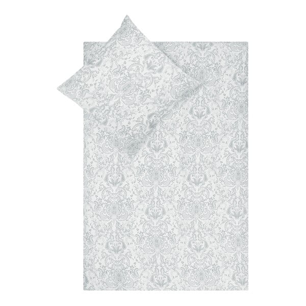 Sivo-bijela posteljina od pamučnog satena Maison Majolie Grantham, 135 x 200 cm