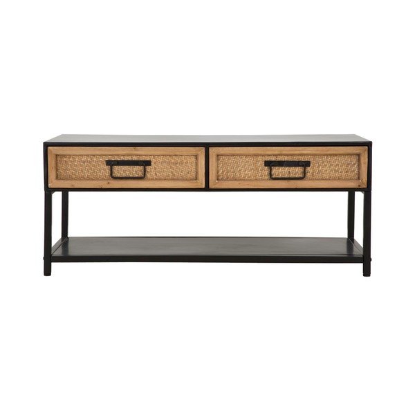 Crna/u prirodnoj boji metalna TV komoda 95x38x38 cm Hanoi – Mauro Ferretti