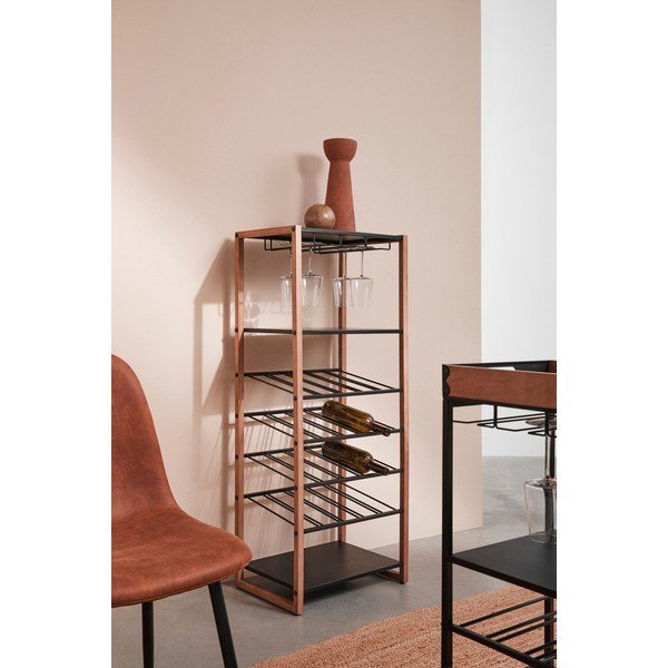 Crna/u prirodnoj boji metalna vitrina za vino broj boca 20 kom, 50x122x35 cm Isaac – Yes Everyday-image-1