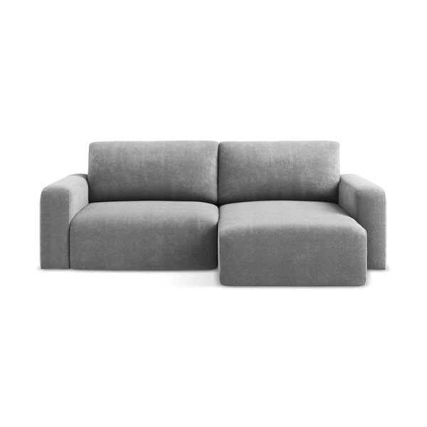 Siva sklopiva/s prostorom za odlaganje kutna garnitura od šenila (s desnim kutom/s ležaljkom) Kona – Makamii