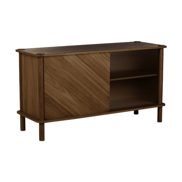 Smeđa vitrina od punog hrasta s kliznim vratima 135x73,5x48 cm Italic – UMAGE-image-2