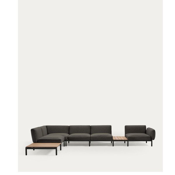 Tamno siva podstavljena vrtna sofa (s lijevim kutom) Sorells – Kave Home-image-3
