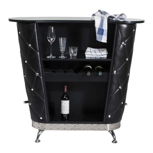Crni barski stol s policom za 5 vinskih boca Kare Design Rocky