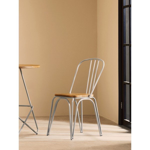 Siva/u prirodnoj boji blagovaonska stolica od čvrstog brijesta District – Premier Housewares-image-1