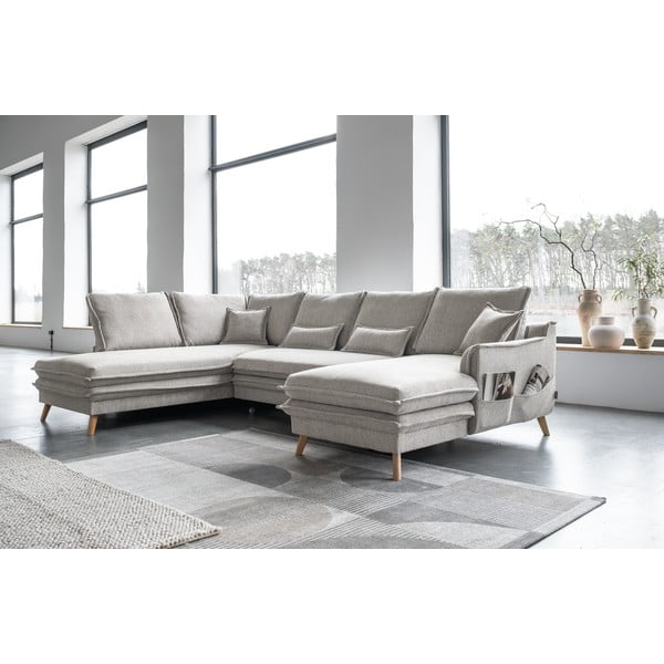 Bež sklopiva kutna garnitura (s lijevim kutom/u obliku slova "U") Charming Charlie – Miuform-image-4