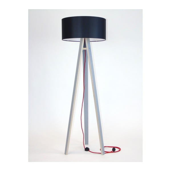 Siva podna svjetiljka s crnim sjenilom i crvenim Ragaba Wanda kabelom