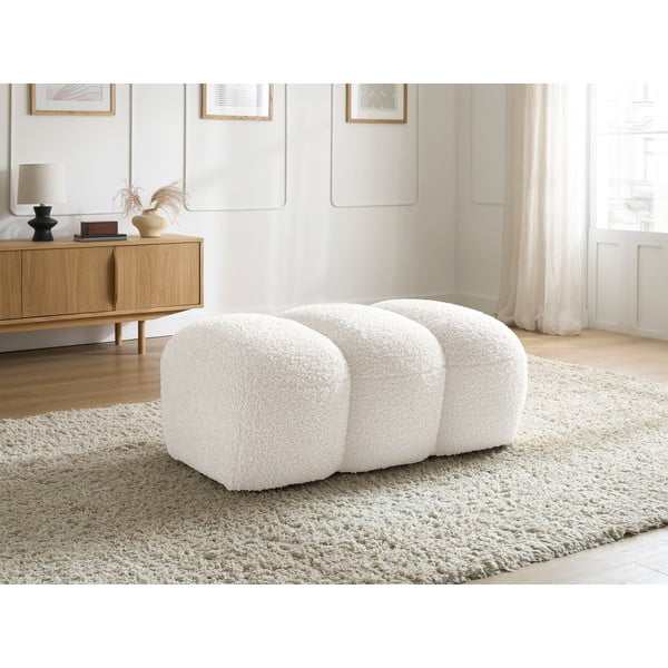 Bijeli tabure od bouclé tkanine Hippolyte – Bobochic Paris-image-1