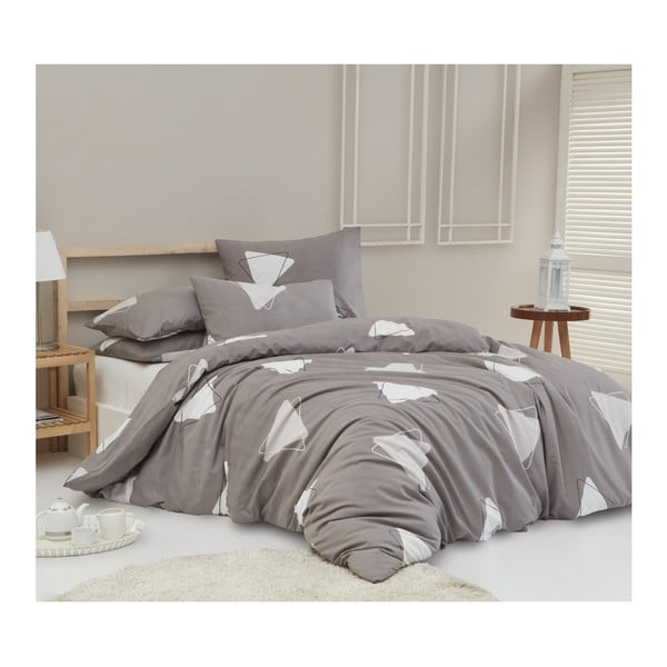 Posteljina s plahtama za pamučni krevet Mijolnir Bubu Grey, 160 x 220 cm