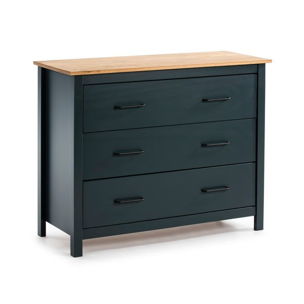 Tamno plava niska komoda od masivnog bora 100x80 cm Miranda – Marckeric-image-2