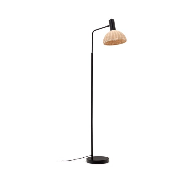 Crna/u prirodnoj boji stojeća svjetiljka sa sjenilom od ratana (visina 157 cm) Damila – Kave Home