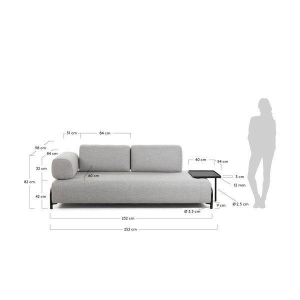 Svijetlosiva sofa s prostorom za odlaganje Kave Home Compo-image-4
