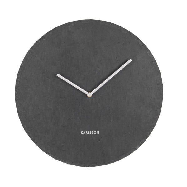 Crni zidni sat od škriljevca Karlsson Slate, ⌀ 40 cm
