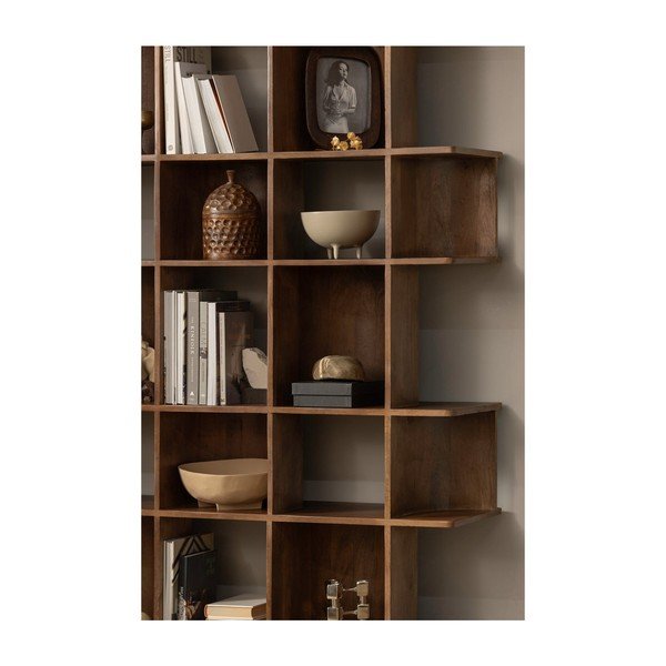 Tamno smeđa biblioteka od masivnog manga 130x180x35 cm Sinne – WOOOD-image-1