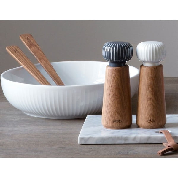 Mlin za začine od hrastovog drveta drveta s antracit porculanskim detaljima Kähler Design Hammershoi, visine 17,5 cm-image-1