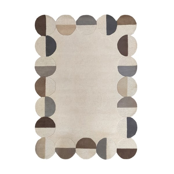Sivo-bež ručno rađen vunen tepih 200x290 cm Mia Scallop Frame – Flair Rugs