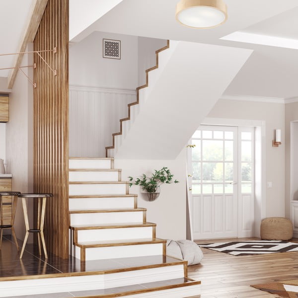 Svjetlo smeđa stropna svjetiljka sa staklenim sjenilom ø 37 cm Eveline – LAMKUR-image-1