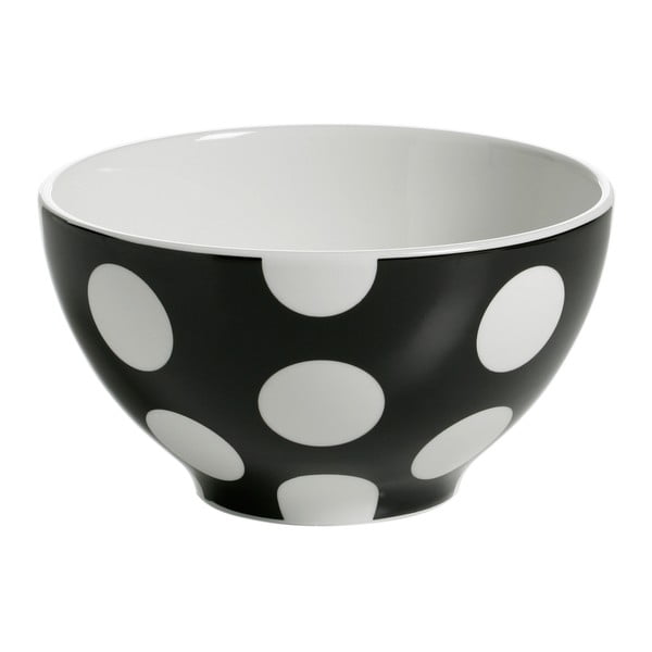 Set od 4 crne porculanske zdjele Maxwell &amp; Williams Polka Dot, ⌀ 15 cm