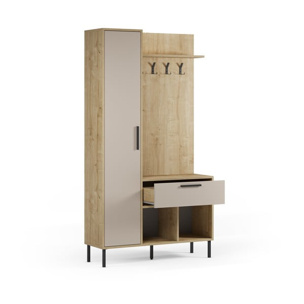 Krem/u prirodnoj boji set za hodnik u dekoru hrasta 108x195x35 cm Heidy – Marckeric-image-3