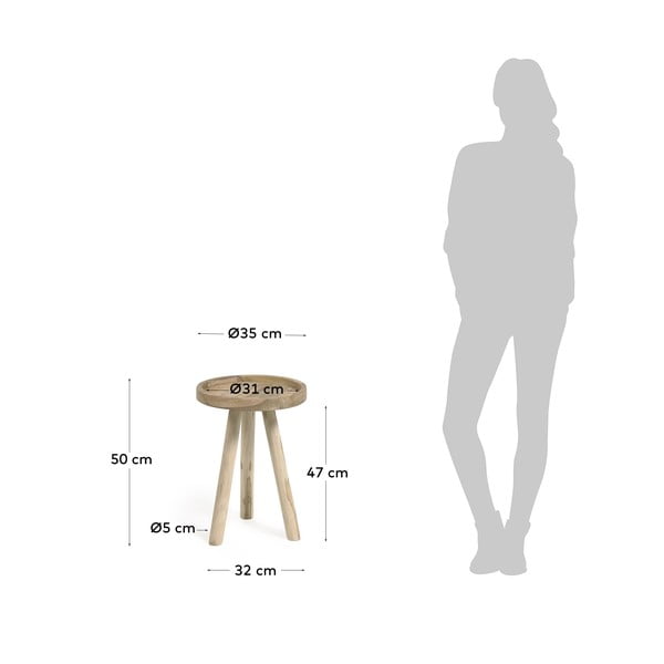 Okrugao pomoćni stol od masivne tikovine ø 35 cm Glenda – Kave Home-image-4