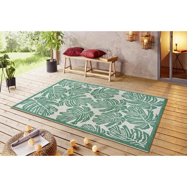 Zeleno-bež vanjski tepih NORTHRUGS Monstera, 140 x 200 cm-image-1