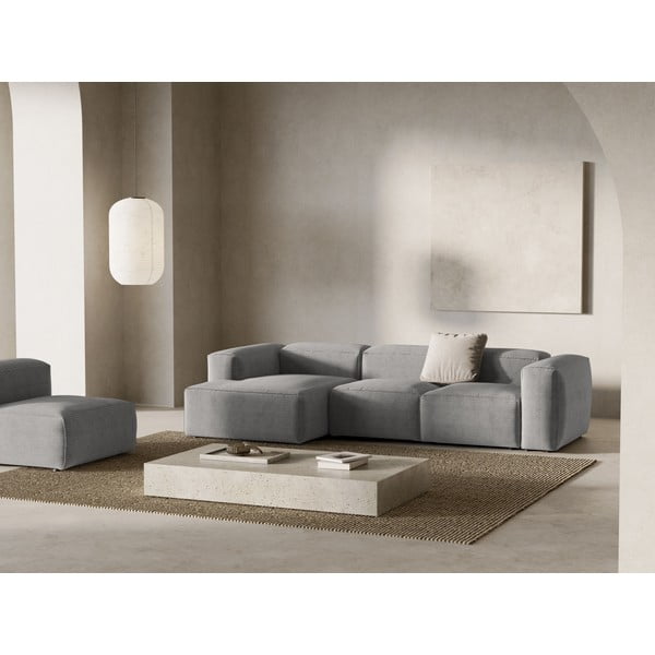 Svijetlo siva kutna garnitura od samta (s lijevim kutom/s ležaljkom) Bergamo – Cosmopolitan Design-image-1