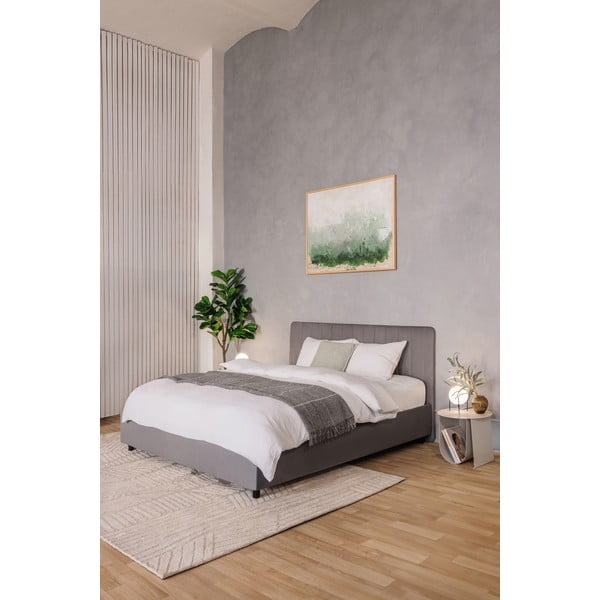 Sivi tapecirani bračni krevet s podnicom i prostorom za odlaganje 160x200 cm Myra Slim Line – Bonami Selection-image-1