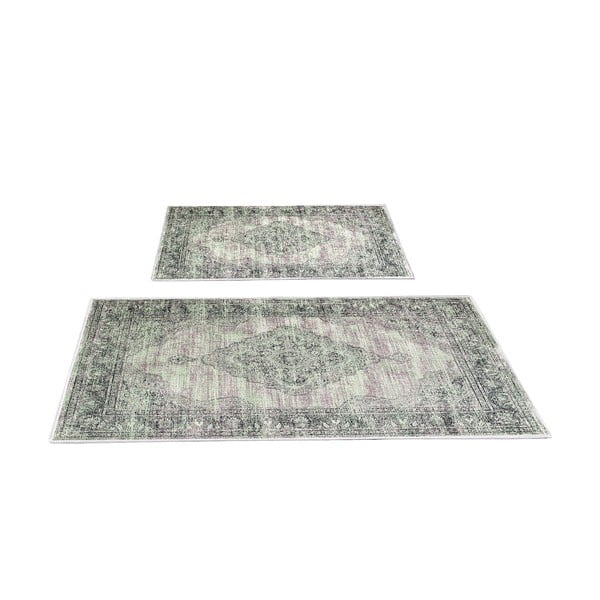 Zelene/sive kupaonske prostirke u setu 2 kom 60x100 cm – Foutastic