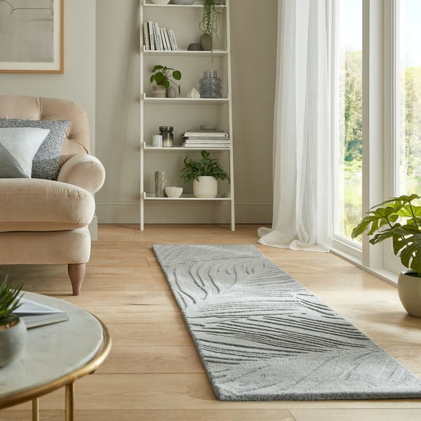 Svijetlo siva vunena staza 60x230 cm Lino Leaf - Flair Rugs-image-1