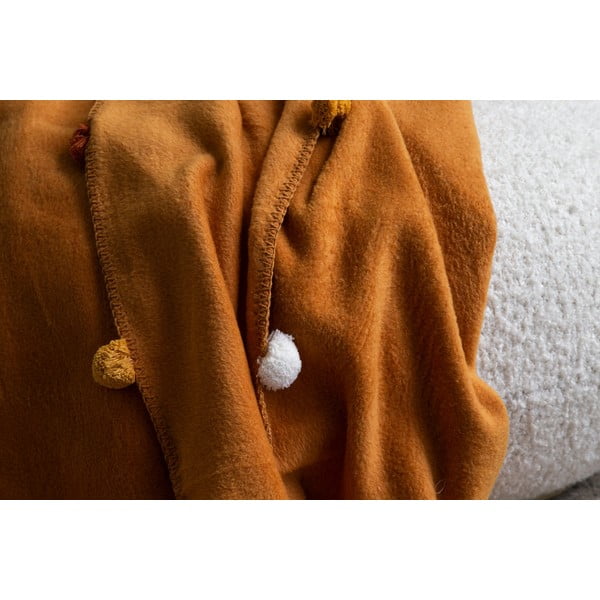 Senf žuti prekrivač od flisa 200x220 cm Pom Pom – Mijolnir-image-2