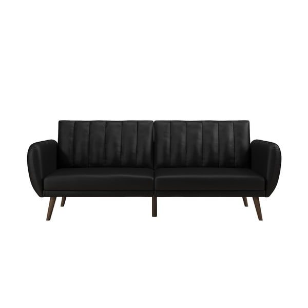 Crni kauč na razvlačenje od imitacije kože 207 cm Brittany - Novogratz