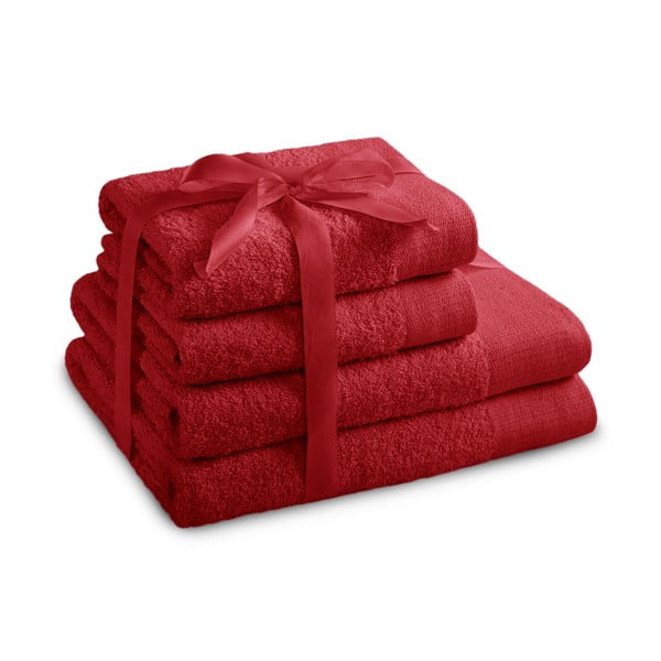Crveni pamučni set ručnika 4 kom od frotira Amari – Restilo