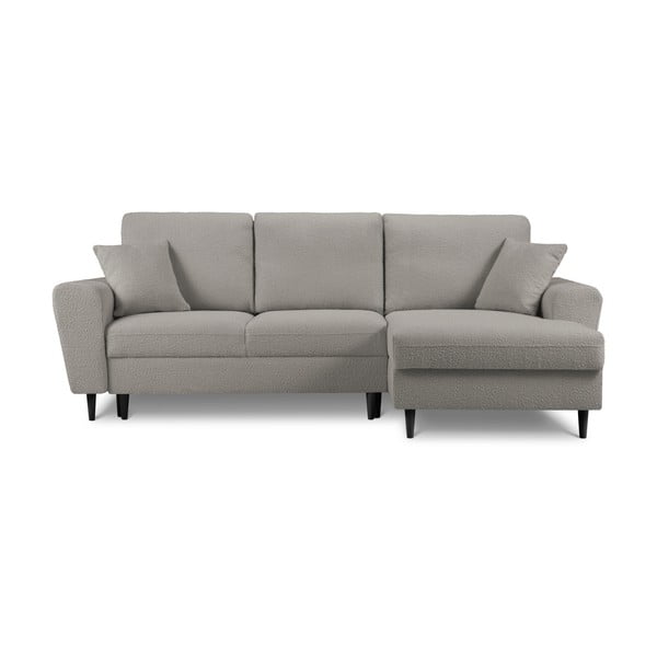 Svijetlo siva sklopiva/s prostorom za odlaganje kutna garnitura od bouclé tkanine (s desnim kutom/s ležaljkom) Kyoto – Cosmopolitan Design