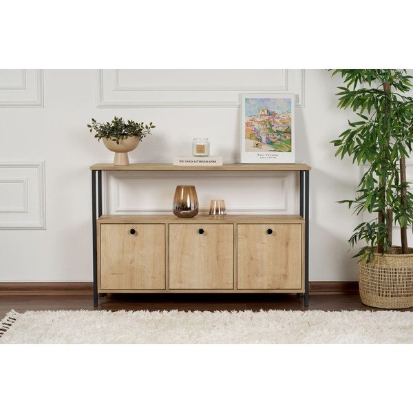 Pomoćni stol u dekoru hrasta u svijetloj prirodnoj boji 29,5x120 cm Solace – Kalune Design-image-4