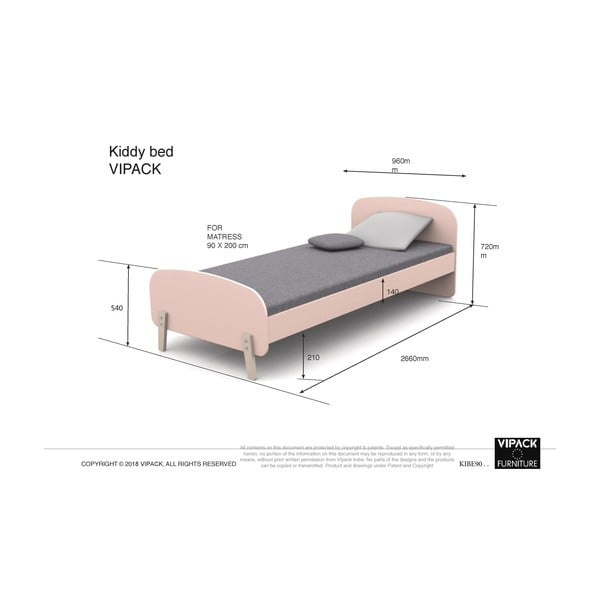 Dječji krevetić s mentolom Vipack Kiddy, 200 x 90 cm-image-1