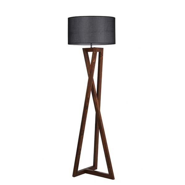 Crna/smeđa stojeća svjetiljka s tekstilnim sjenilom (visina 149 cm) Maçka – Opviq lights