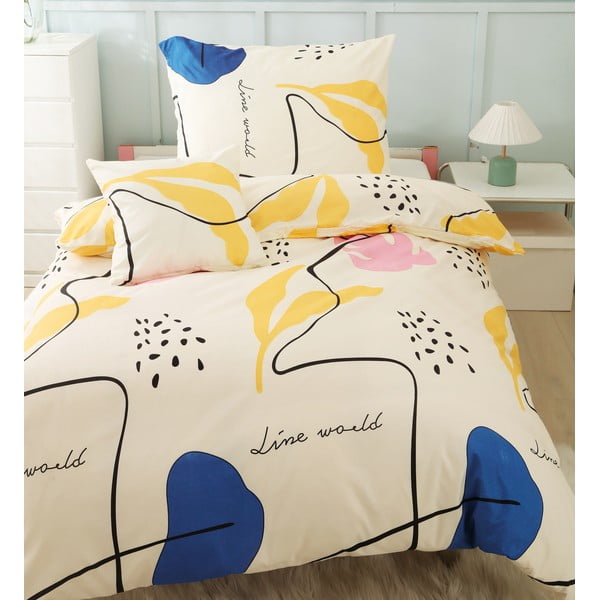 Žuta  3-dijelna posteljina za krevet za jednu osobu od mikrosatena 140x200 cm Sophia – My House-image-4