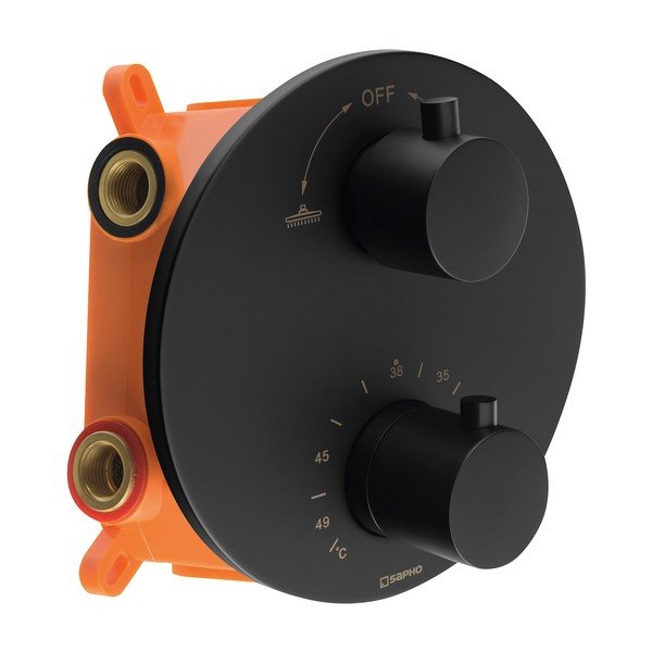 Mat crna ugrađena slavina za tuš (s 2 izlaza) – Sapho