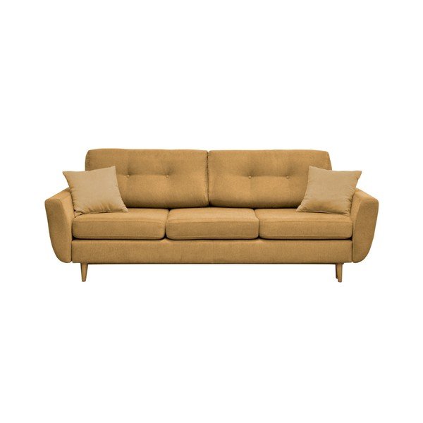 Žuti kauč na razvlačenje sa svijetlim nogama Mazzini Sofas Rose-image-4