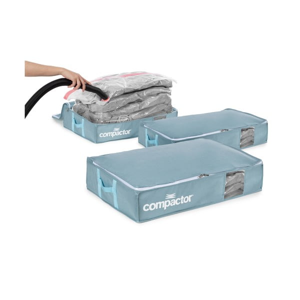 Vakuumske plastične kutije za ispod kreveta u setu 3 kom 65x45x15,5 cm Blue Edition – Compactor-image-4